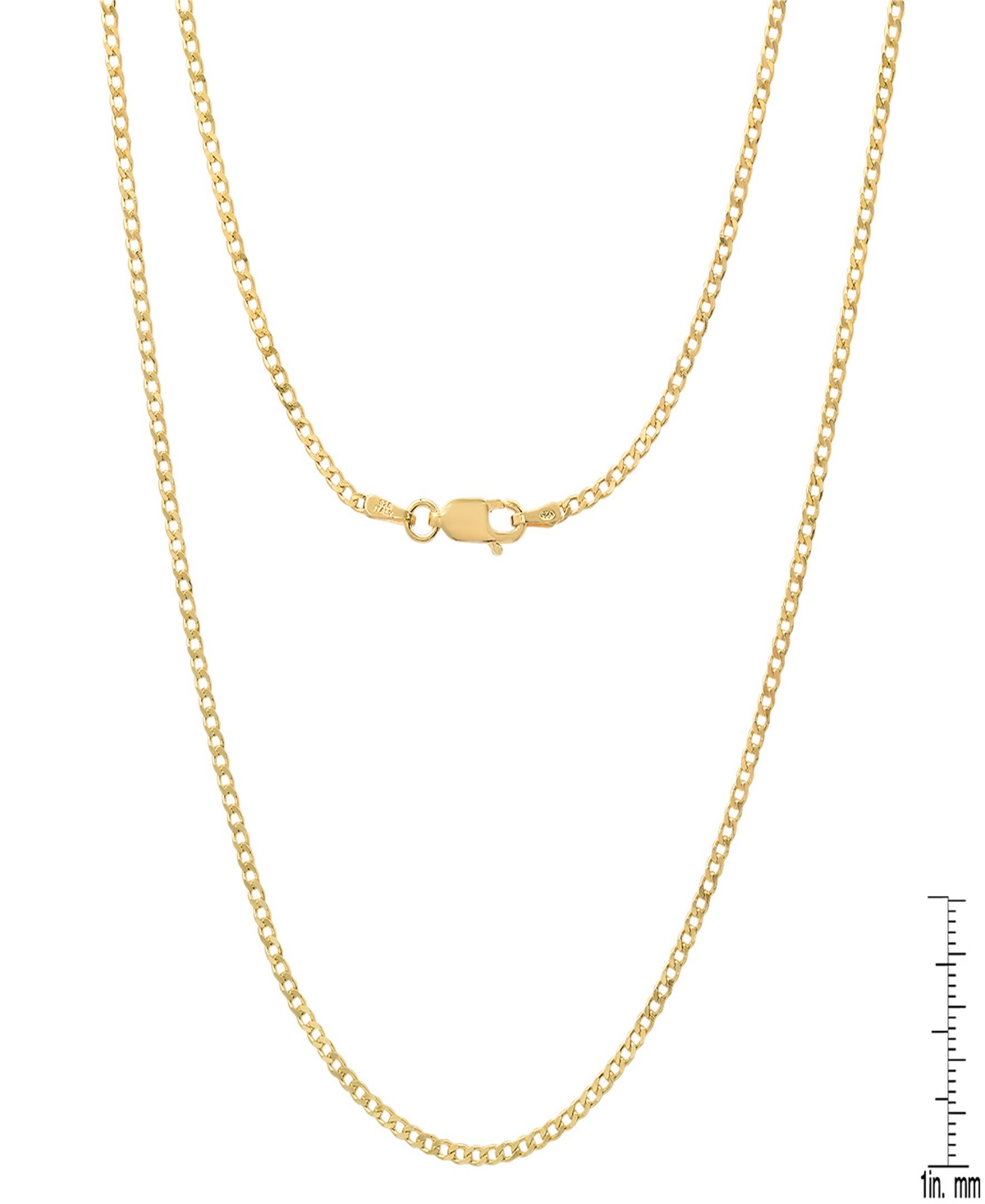 Steeltime Unisex 14K Gold Plated Cuban Superflat Chain Necklace