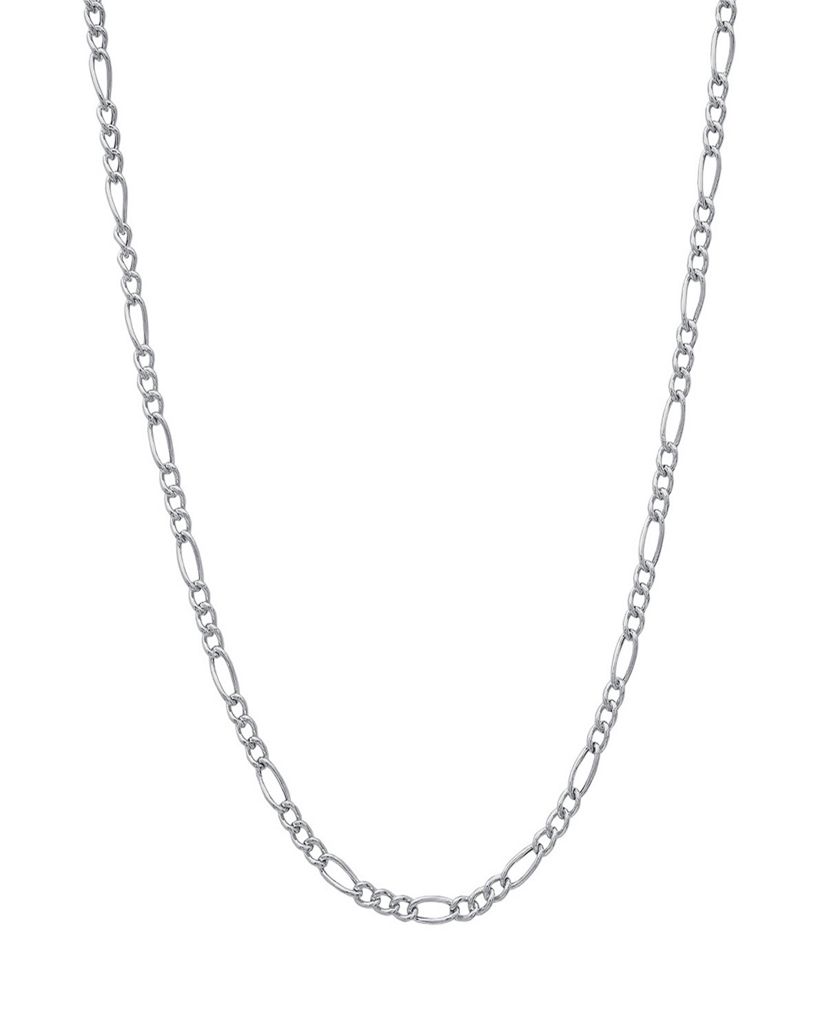 Unisex Sterling Silver Figaro Hollow Necklace - Silver