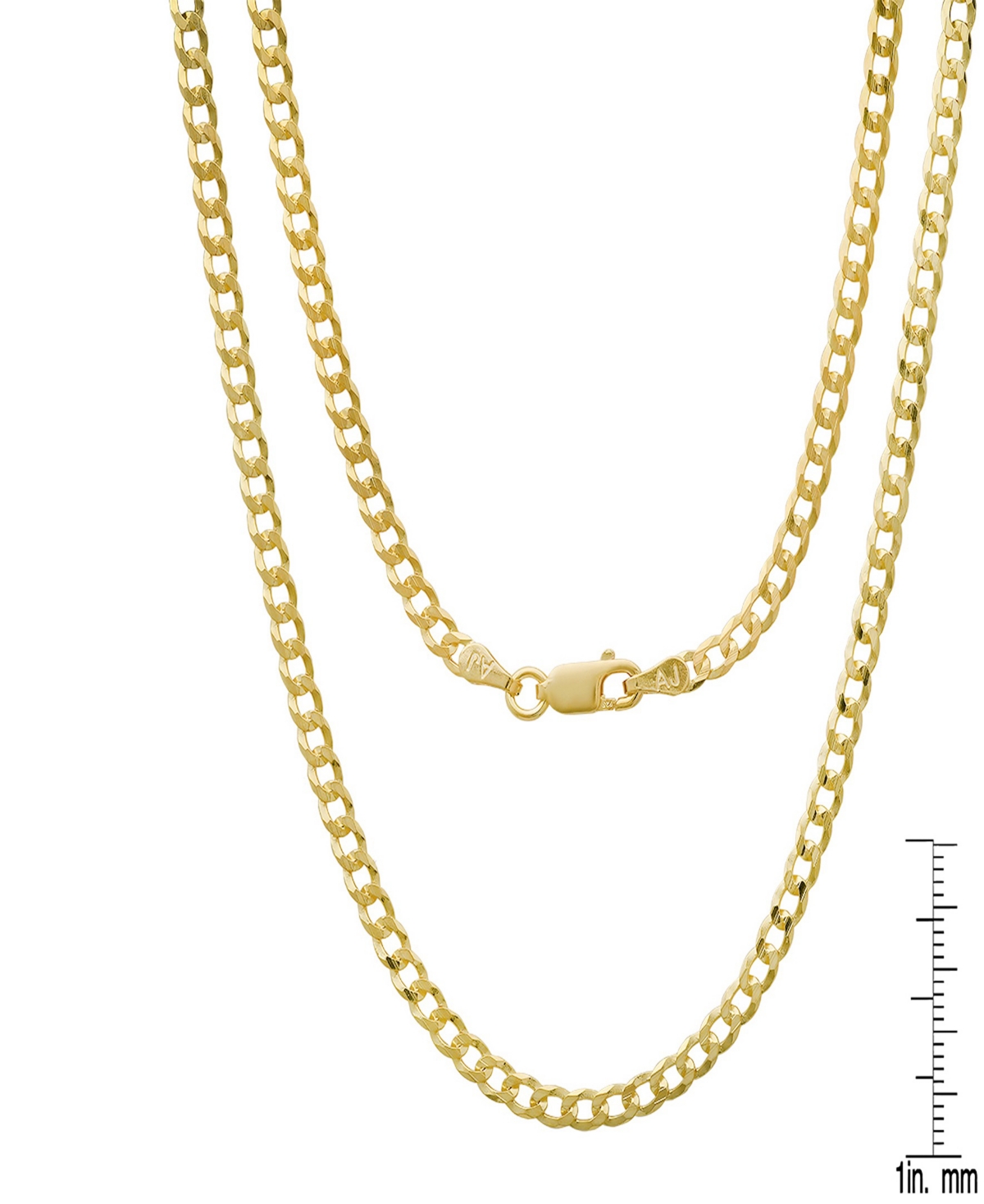Steeltime Unisex 14K Gold Plated Cuban Superflat Necklace