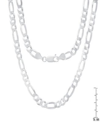 Unisex Sterling Silver Figaro Superflat Necklace