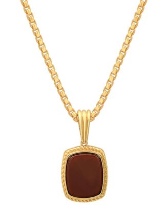 Men's Tiger Eye Square Pendant Necklace