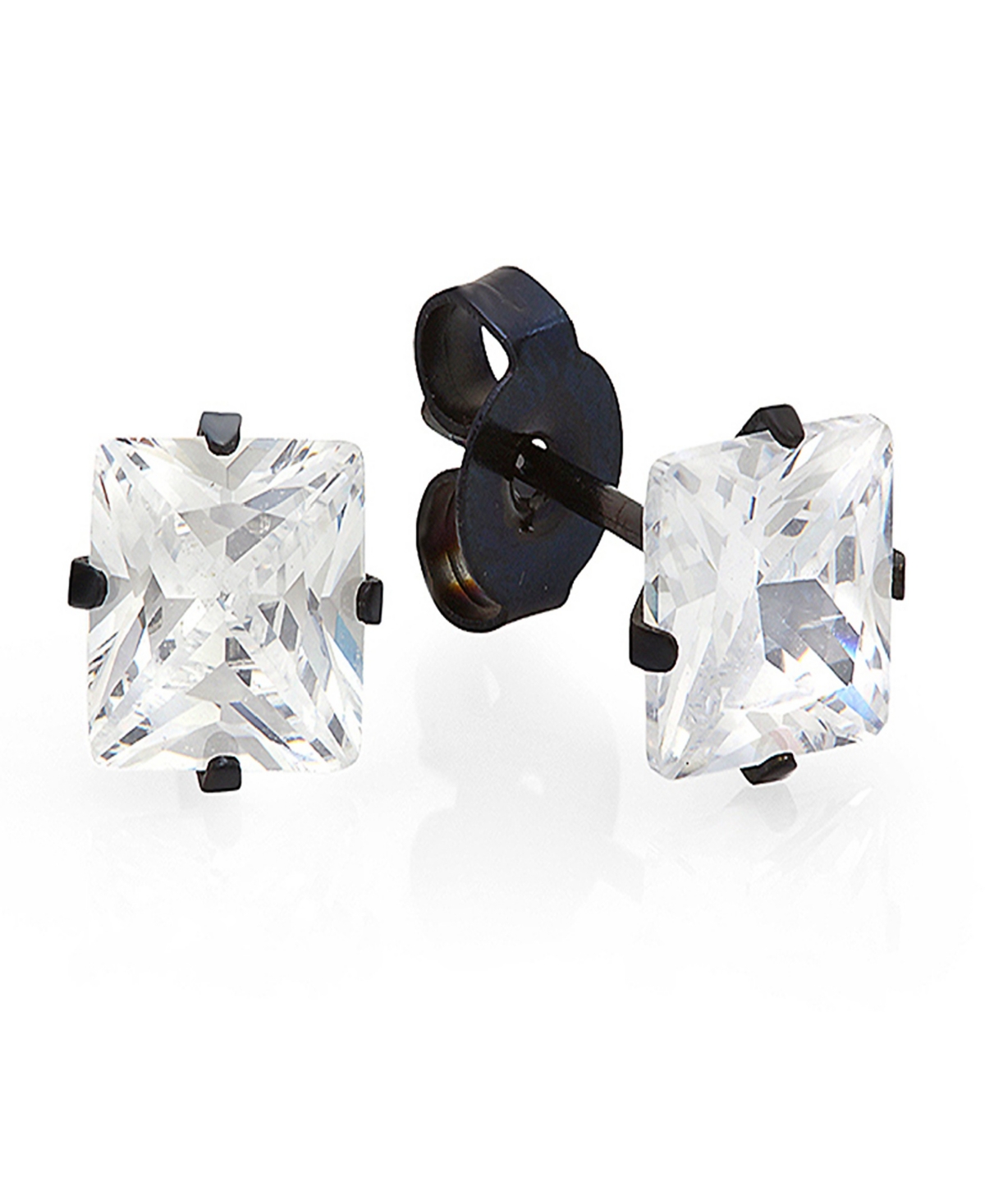 Women's Black Ip Stainless Steel and Simulated Diamonds Stud Earrings - Black