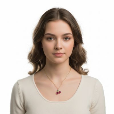 14K Gold Plated with Multi-Color Pendant Necklace