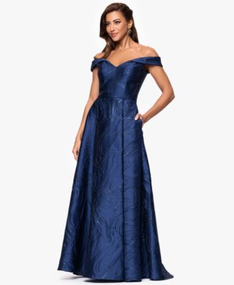 Women's Off-The-Shoulder Metallic Ball Gown