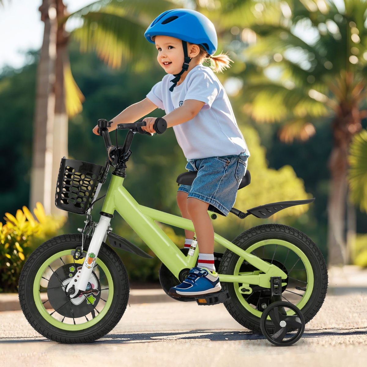 Kids Adjustable Bike with Detachable Training Wheels Safe and Fun Bicycle for Ages 4-8 Years Old