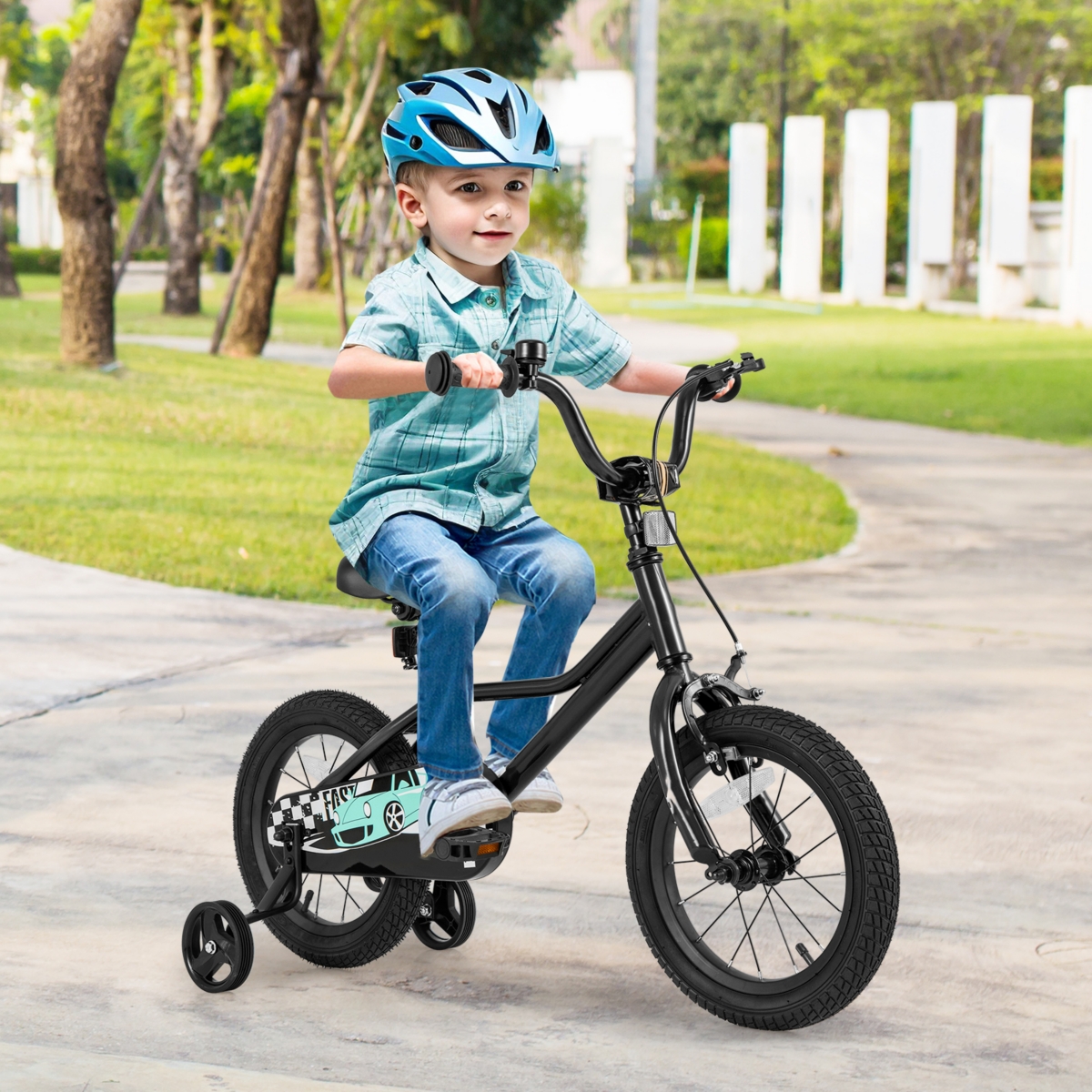 Kids Bike with Adjustable Seat and Low-Step Frame for Easy Mounting