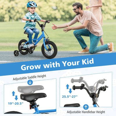 Slickblue Kids Bike with Removable Training Wheels Adjustable for Growing Riders