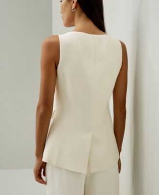 Women's Sleeveless Button Up Silk Vest