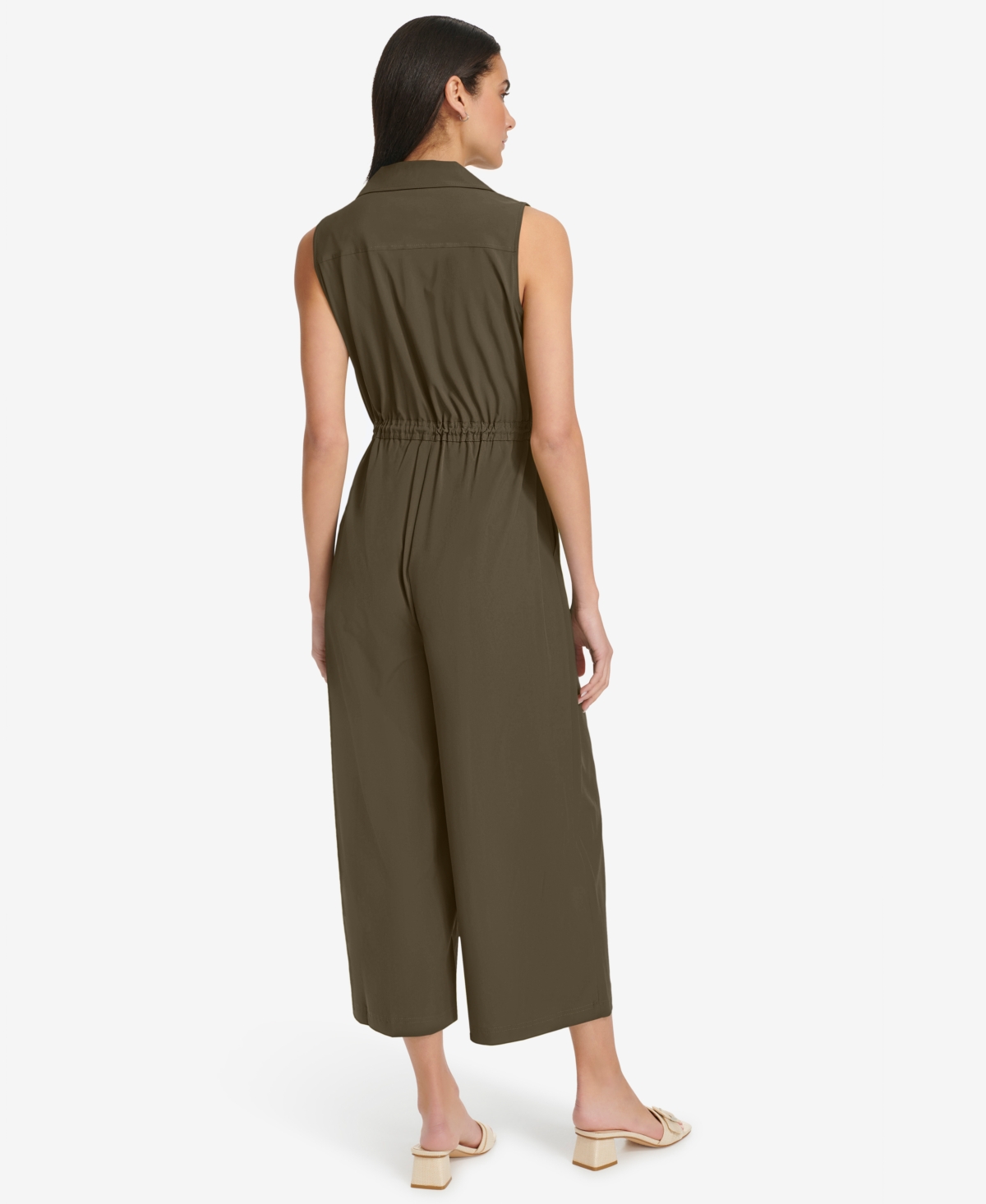Calvin Klein Women's Sleeveless Straight-leg Jumpsuit In Brown