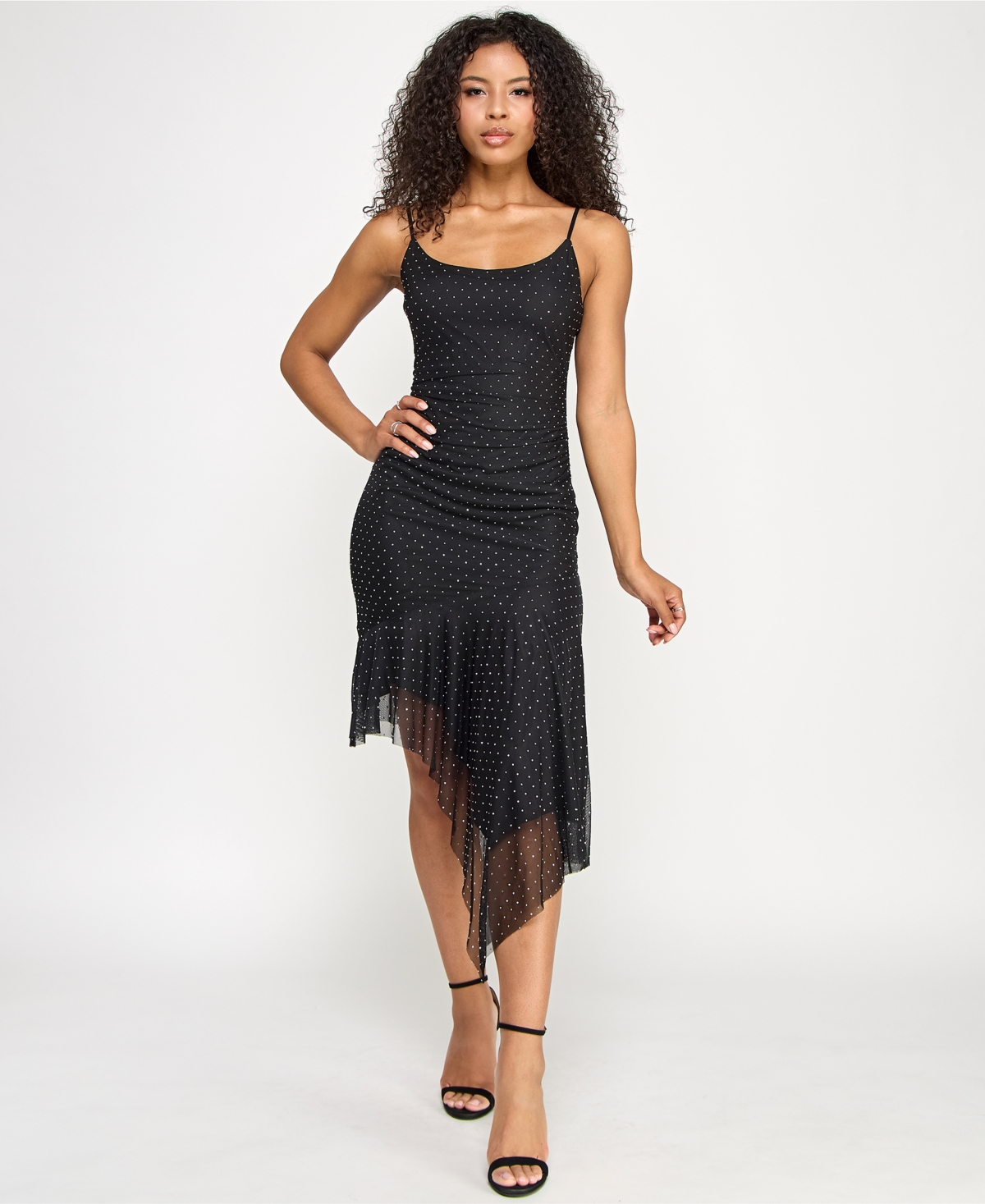 Juniors' Asymmetrical-Hem Fit & Flare Dress - Black, Silver