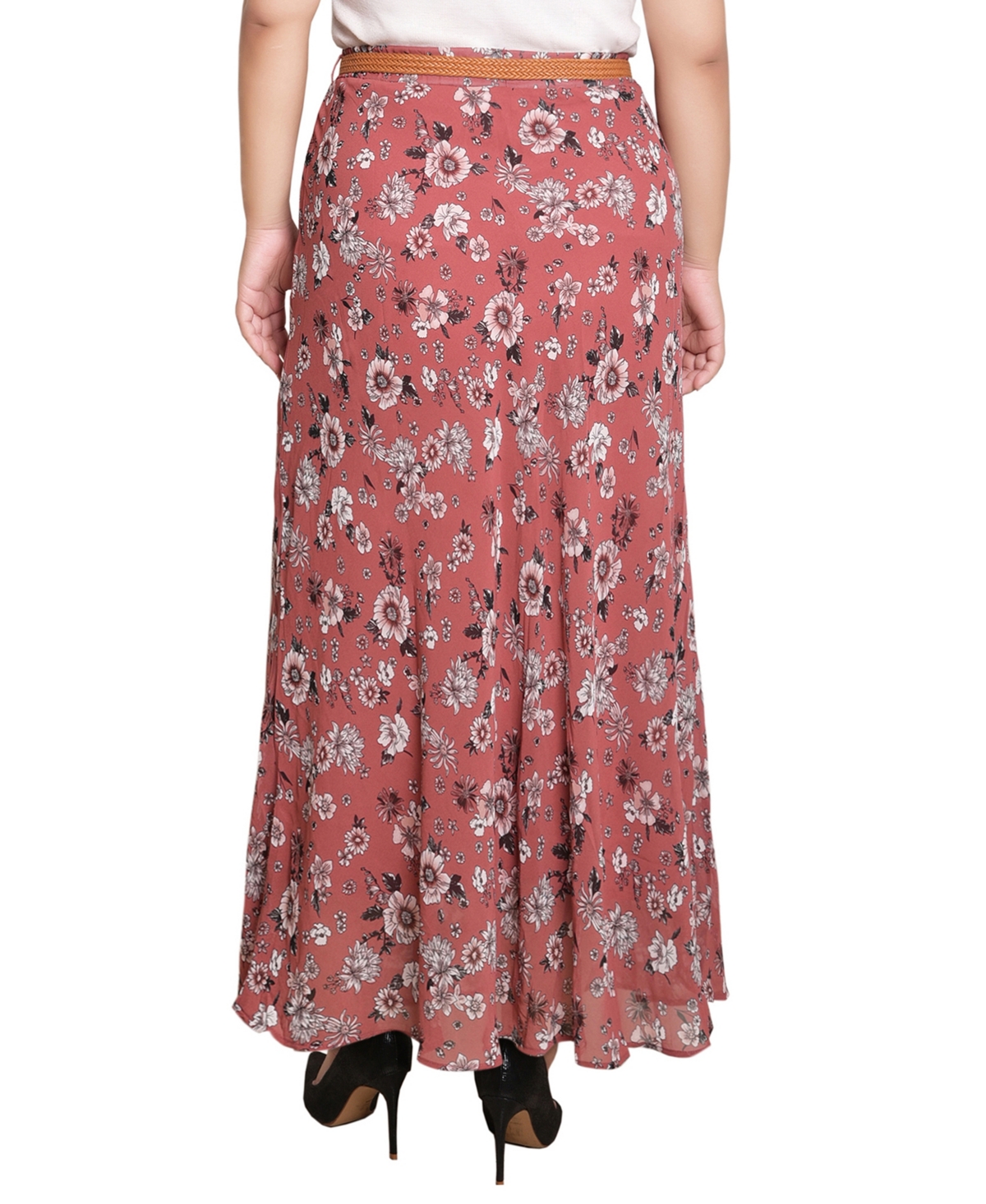 Ny Collection Plus Size Chiffon Maxi Skirt In Pink