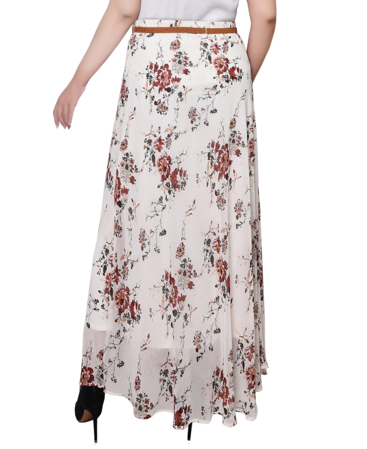 Ny Collection Plus Size Chiffon Maxi Skirt In White