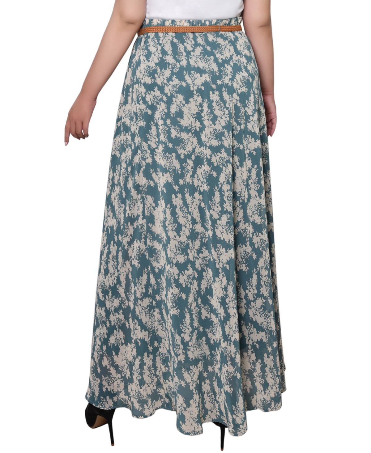 Ny Collection Plus Size Chiffon Maxi Skirt In Multi