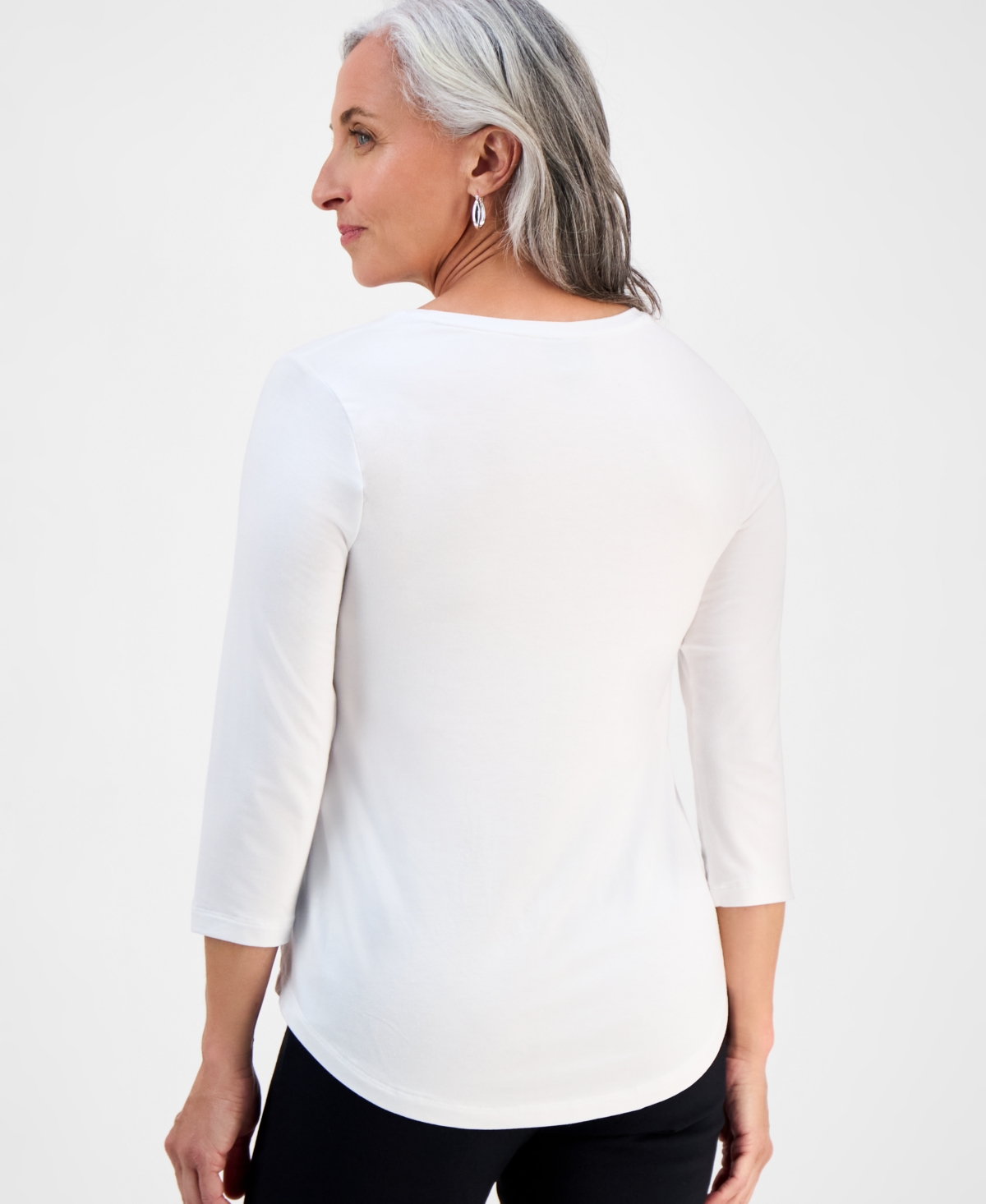 Jm Collection Petite Scoop-neck Tunic Top, Exclusively At Macy's In White