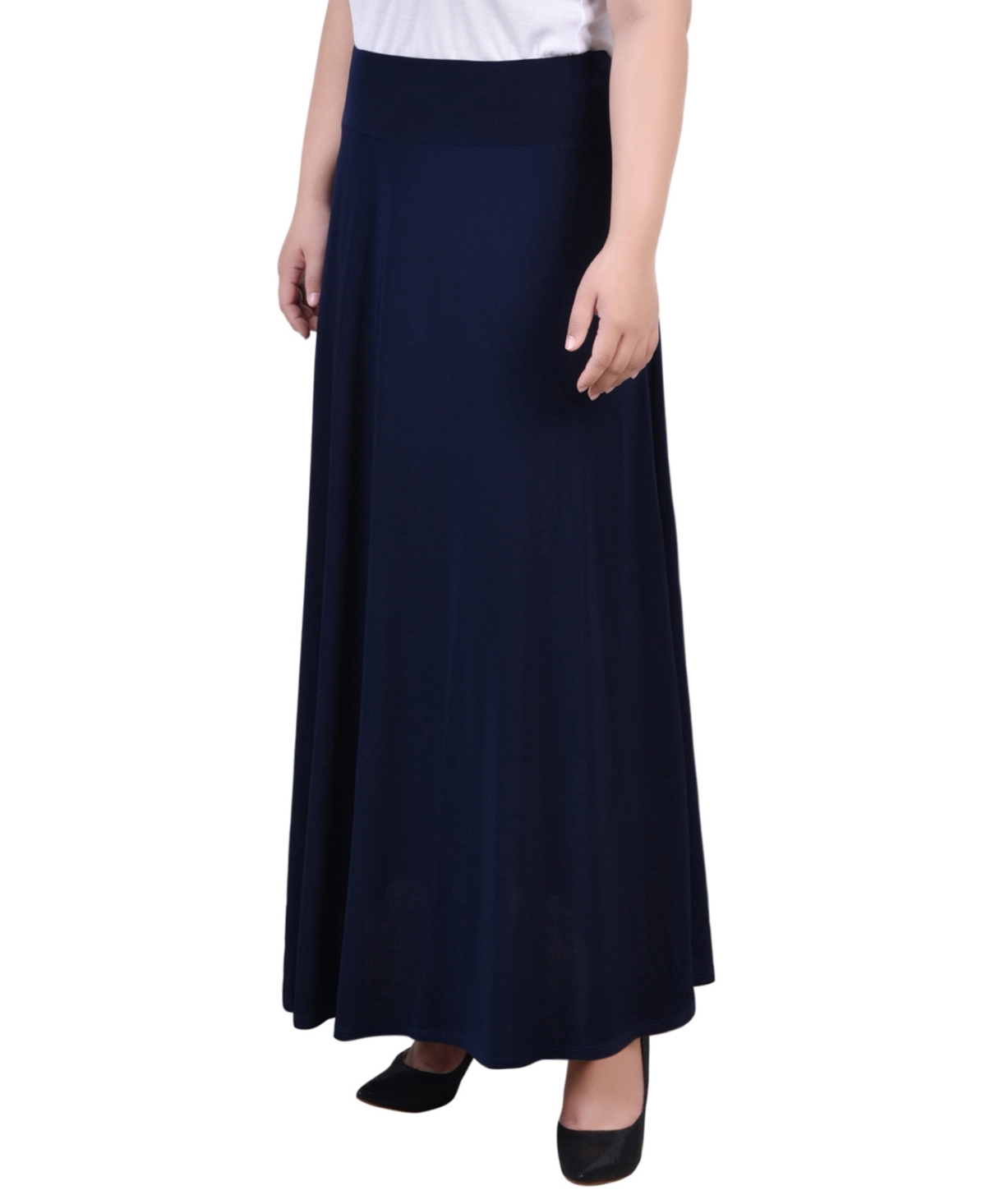 Ny Collection Plus Size Wide Yoked Maxi Skirt In Blue