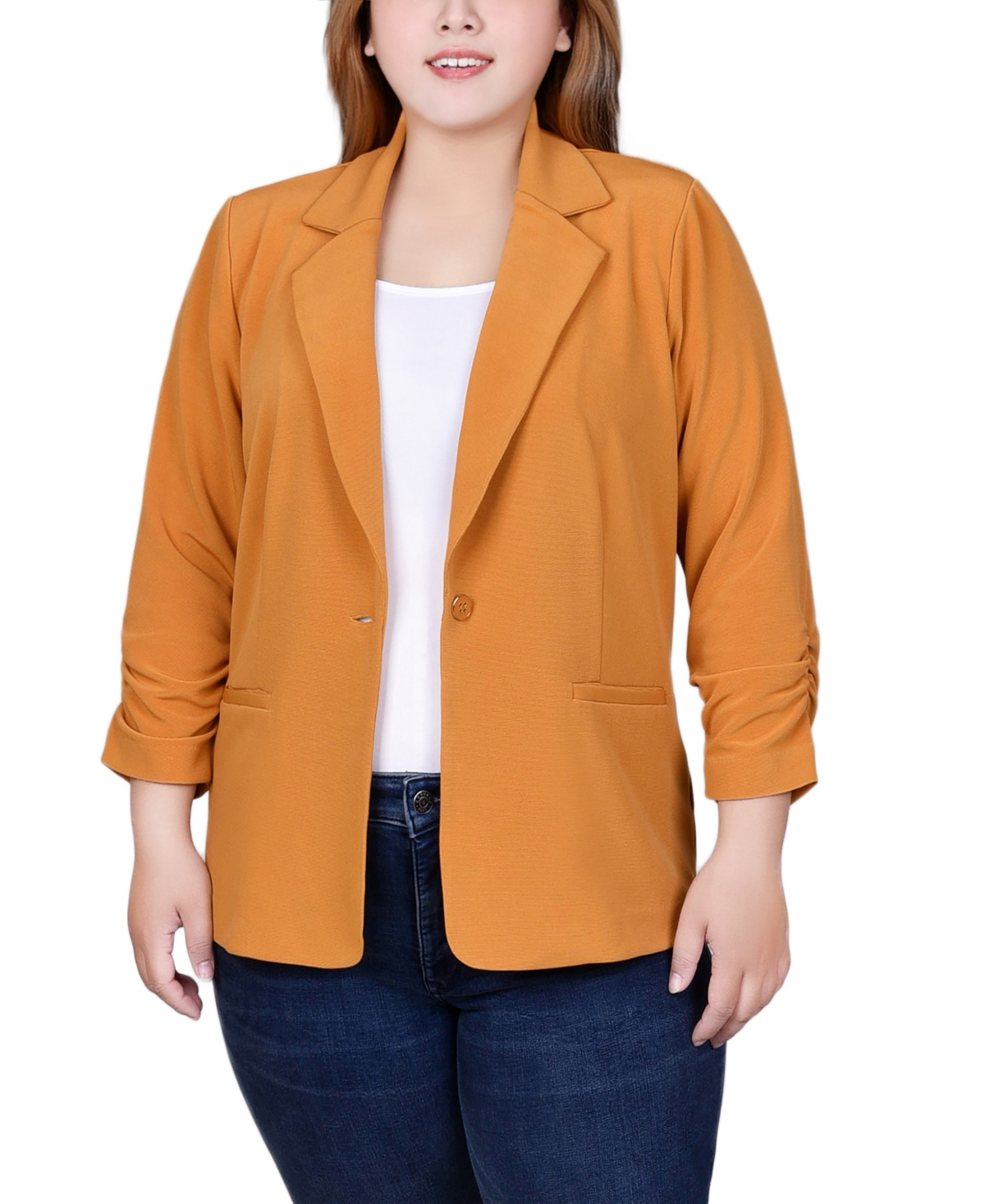 Ny Collection Plus Size Long Sleeve Scuba Crepe Jacket