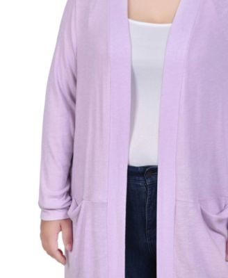 Plus Size Long Sleeve Knee Length Cardigan Sweater