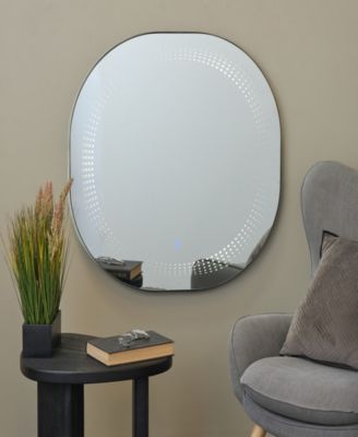 Glass 31" LED Wall Mirror with Radial Pattern