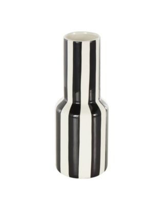 Ceramic 11" Rounded Striped Decorative Vase