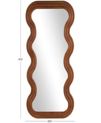Wood 47" Wavy Modern Wall Mirror