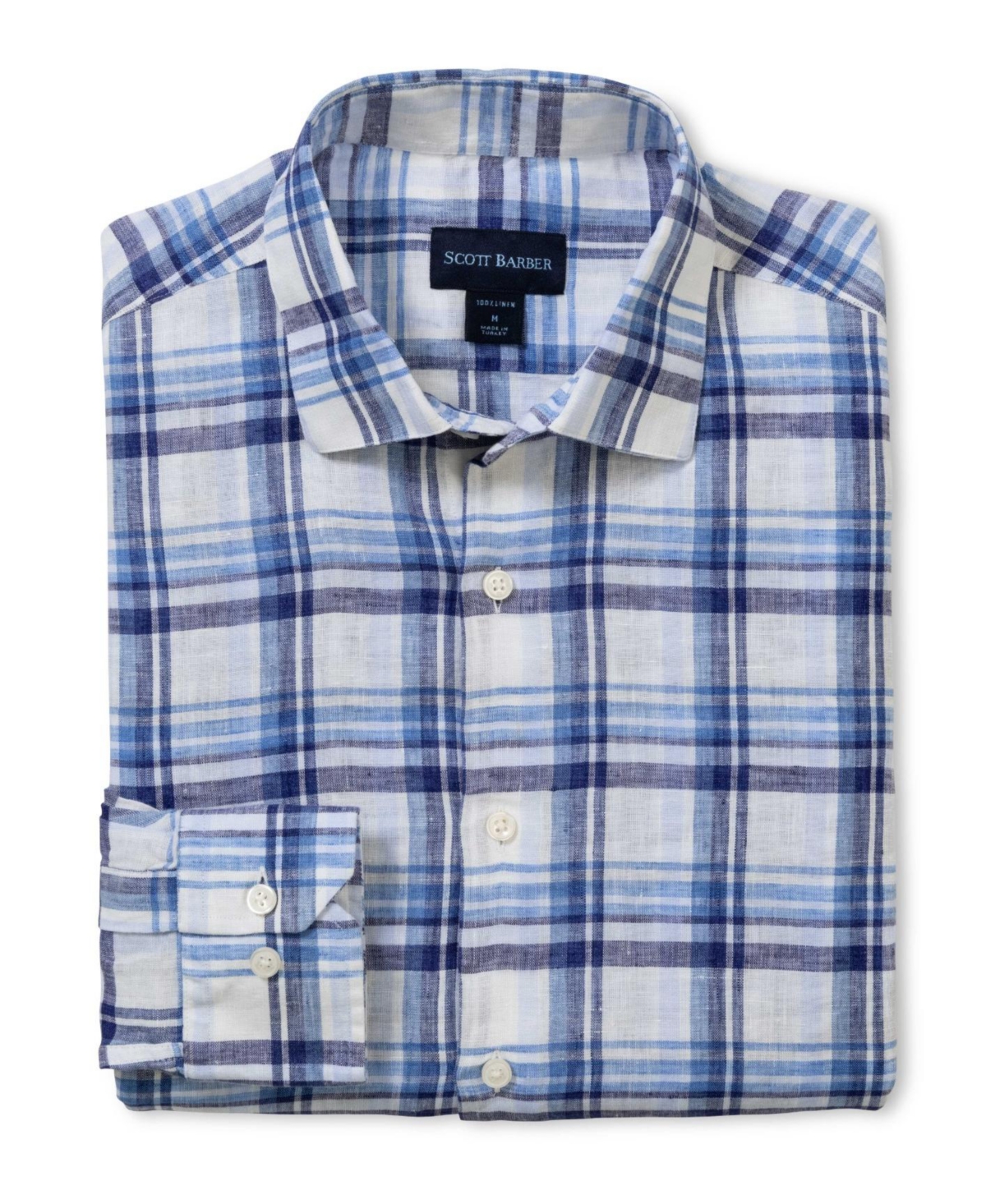 Men's European Linen Navy Plaid - Navy