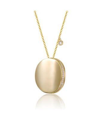 14K Gold Plated Cubic Zirconia Round Circle Pendant Necklace
