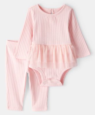 Carter's - Baby Girls Ribbed Tutu Bodysuit & Pants, 2 Piece Set