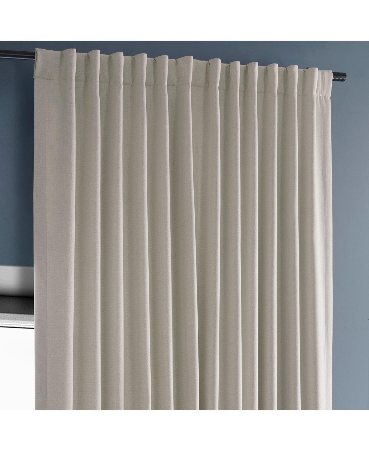 Half Price Drapes Extra Wide Textured Faux Linen Room Darkening Curtain In Multi