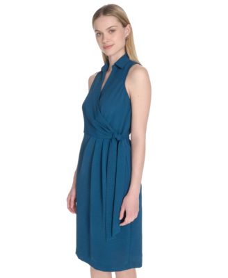 Women's Sleeveless Wrap V-Neck Sheath Dress