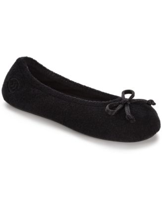 isotoner signature terry ballet flat slippers with satin bow