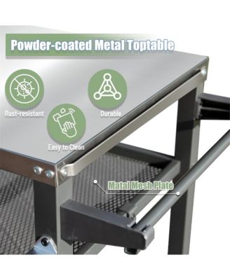 3-Shelf Outdoor Grill Table, Grill Cart with Wheels, Outdoor Pizza Oven and Food Prep Table, Blackstone Table with Stainless Steel Tabletop