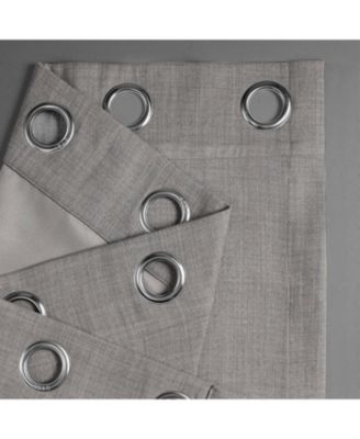 Grommet Textured Faux Linen Room Darkening Curtain