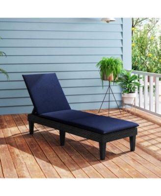 2PCS Patio Lounge Chair Recliner Chair w/ 3-Position Adjustable Backrest & Cushion