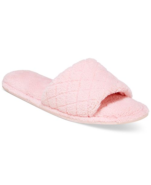 charter club open-toe memory foam scuff slippers, created for macy's