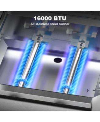  2-Burner Propane Gas Grill with Folding Side Tables,Stainless Steel 16,000 BTU BBQ Grill,Outdoor Grill for Barbecue,Patio,Camping