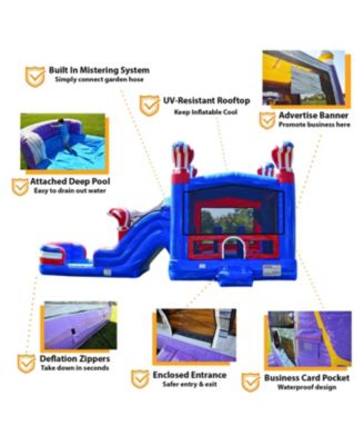 American Boxing Commercial Grade Bounce House Water Slide with Pool for Kids and Adults (with Blower), Basketball Hoop, Wet Dry Combo, Outdoor, Big Inflatable, Birthday Party Rental