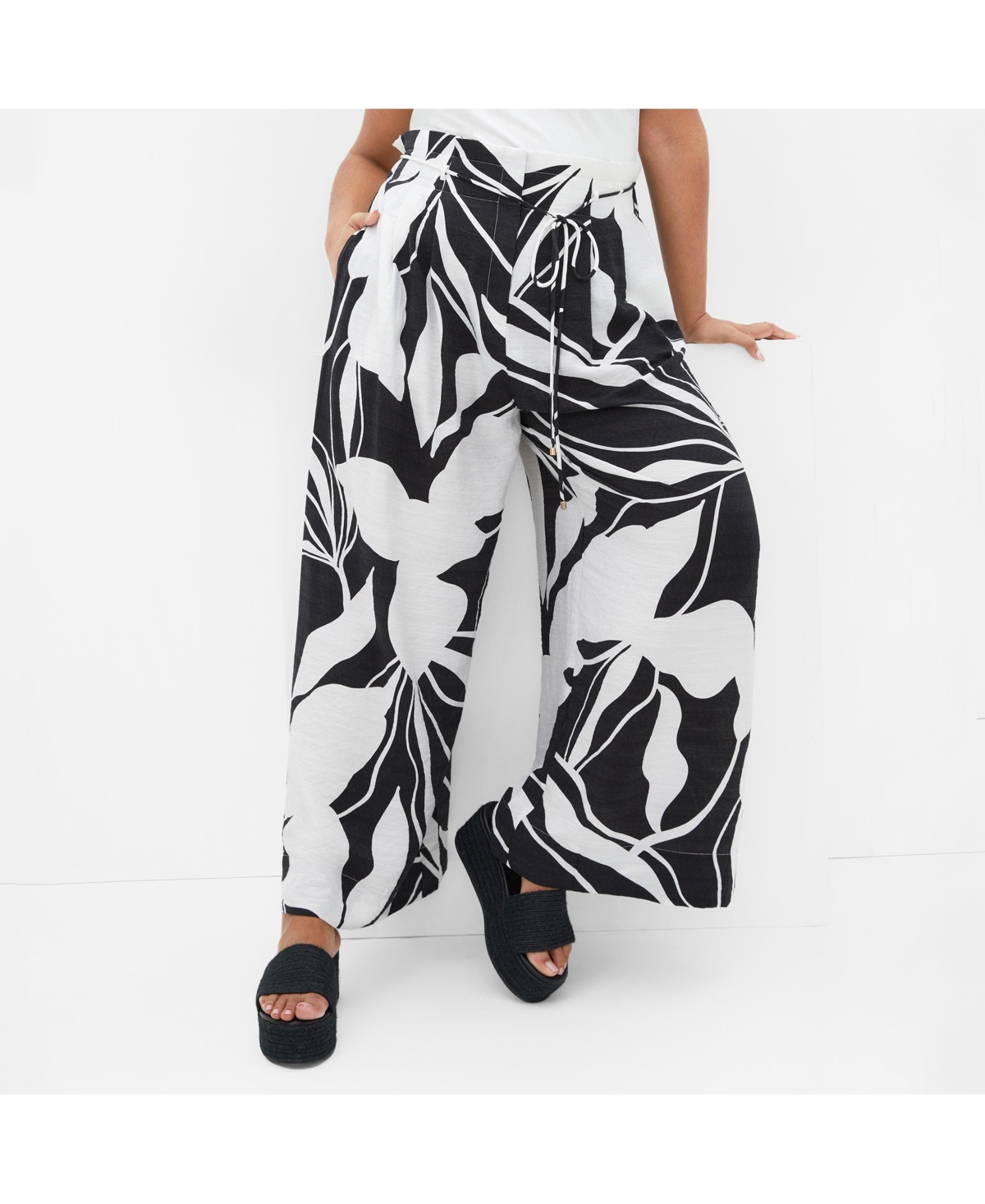 Plus Size Peta Print Pant - Palm paradise