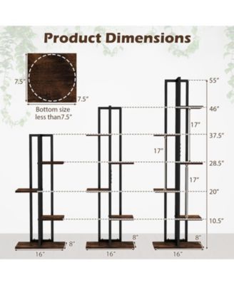 Indoor Wood Plant Stand Set of 3 with Multi-Tier Shelves for Flower or Herb Pots