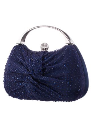 Crystal Twist Chiffon and Satin Minaudiere Clutch Bag