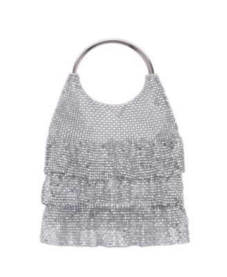 3-Tiered Crystal Mesh Ruffle Pouch Bag