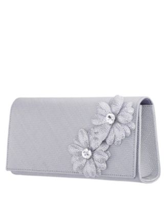 Double Crystal Flower Slim Clutch Bag