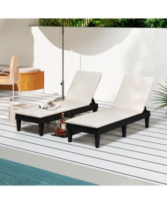 2PCS Patio Lounge Chair Recliner Chair w/ 3-Position Adjustable Backrest & Cushion