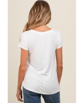 Maternity Black Basic V-Neck Short Sleeve Top