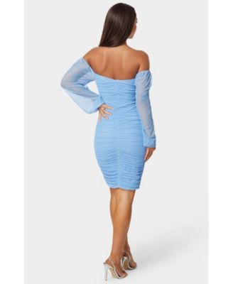 Women's Blouson Sleeve Ruched Midi Dress