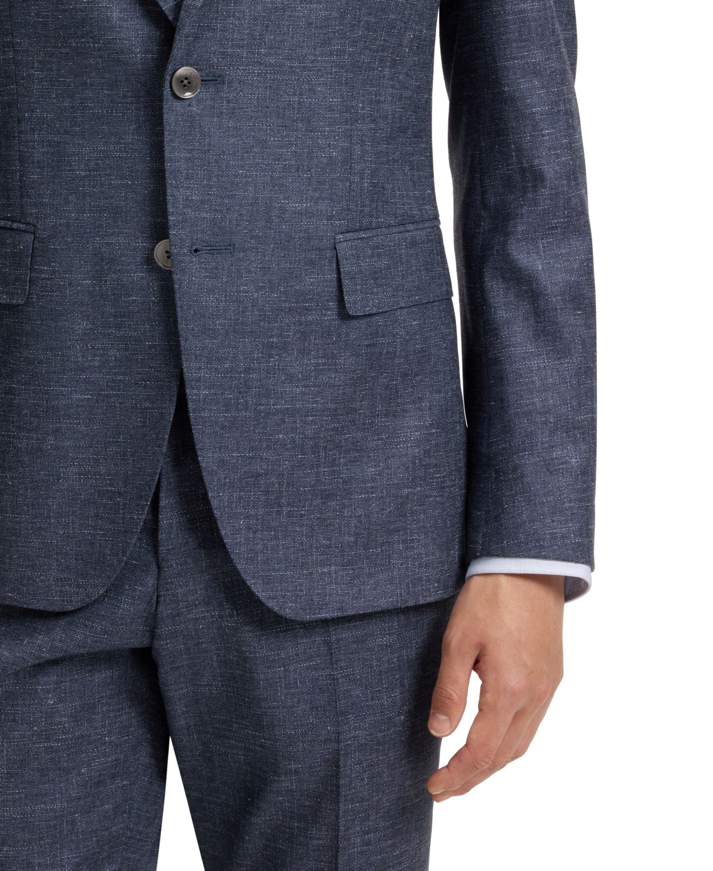Мужской пиджак Hugo Boss Patterned Stretch Slim-Fit Blazer, цвет: Тёмный синий — фото 5