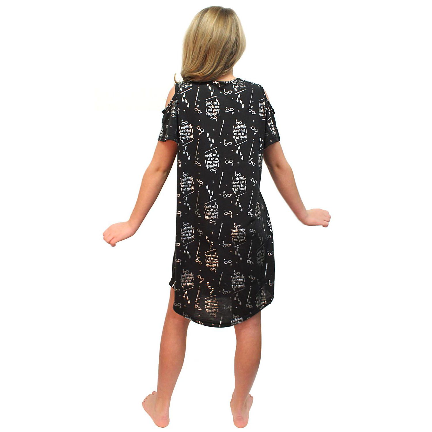 Intimo Girls' "Solemnly Swear" Cold Shoulder Kids Nightgown Pajama