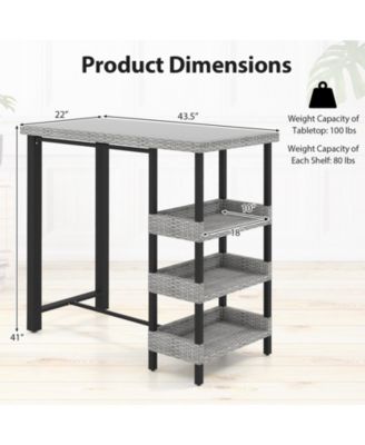 Outdoor Bar Table with Tempered Glass Top for Patio Deck or Poolside