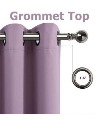 100% Hotel Thermal Blackout Lavender Grommet Top Curtain Panels - 50 in. W x 95 in. L, Lavender
