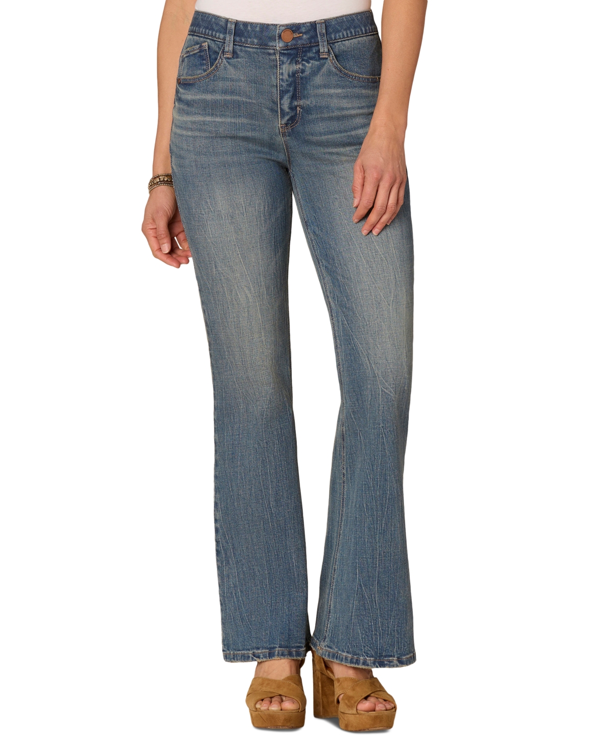 Women's "Ab"Solution High Rise Flare Jeans - Mid Blue A
