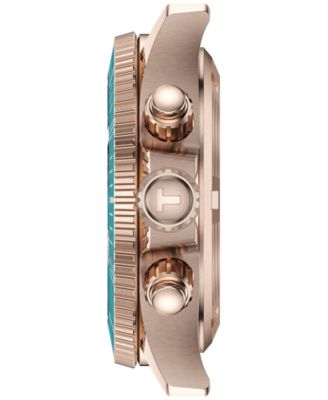 Men's Swiss Chronograph Seastar 1000 Blue Rubber Strap Watch 38mm